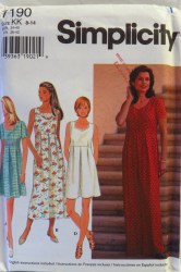 7190 SIMPLICITY EMPIRE TIE FLARE DRESS LENGTHS,  ROMPER PATTERN 20-26